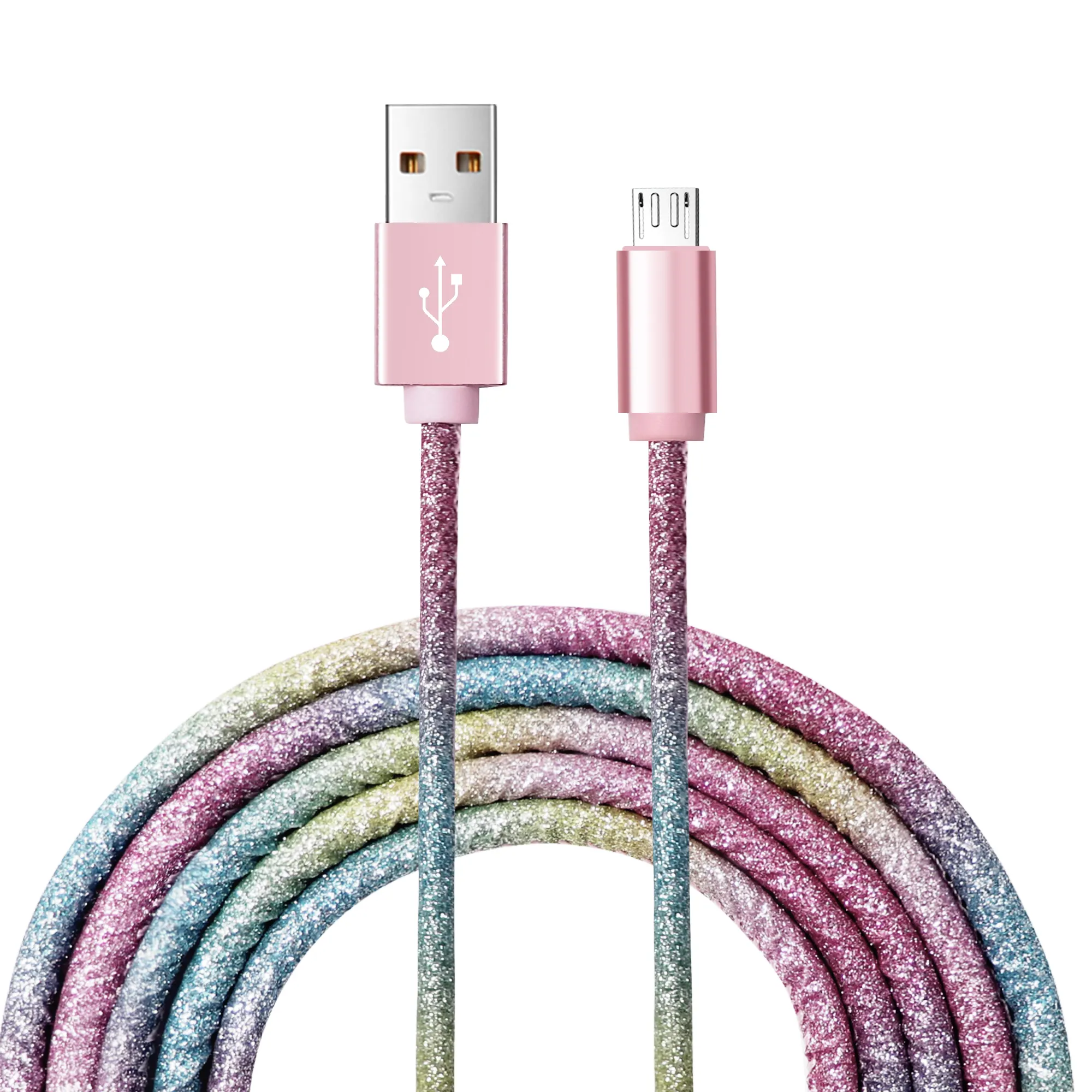 Лидер продаж, USB-кабель Amazon из искусственной кожи, а, кабель для передачи данных, USB-кабель для быстрой зарядки по индивидуальной длине