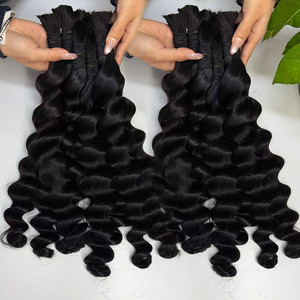 Fournisseur de cheveux naturels noirs bruts indiens en vrac pour tresses, extensions de cheveux bohèmes en gros - Product Image 3