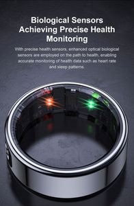 R11C(Qring) Steel Heart Rate Tracker Blood Oxygen Sleep Pedometer Smart <b>Ring</b> 1ATM Waterproof Remote Control Photo Display Screen - Product Image 2