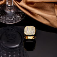 Bague Classique pour Homme en Argent Pur 925 Plaqué Or 18 carats avec Moissanite VVS Taille Ronde Brillante Style Hip Hop - Vente en Gros
