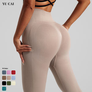2024 diskon besar-besaran celana yoga garis vertikal legging yoga multiwarna warna polos celana yoga angkat pinggul pinggang tinggi celana yoga seksi untuk wanita - Product Image 3