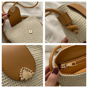 กระเป๋าทรงจีบถักด้วยมือของผู้หญิงกระเป๋าชายหาดสานด้วยมือสไตล์ฤดูร้อน2022 - Product Image 5