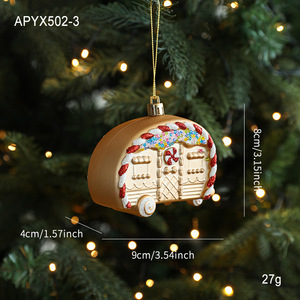 Colgantes de plástico en polvo pegajoso dorado Rojo Dorado, colgantes de dibujos animados en polvo mate, decoraciones de exhibición de ventana de árbol de Navidad - Product Image 6