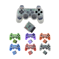 Gamepad Nirkabel Warna Transparan, Joystick Getar 2.4G Pengontrol PS2 untuk Konsol PS 2