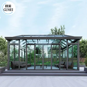 Glass Sunroom Tempered Glass Garden House Modern Slant Roof Lean to Wall Customized Green House