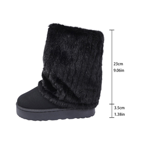 Bottines tendance d'hiver pour femmes, bottes en fourrure, plateforme, semelle épaisse, imperméables, bottes de neige pour femmes, doublées de polaire, chaudes, pour l'extérieur - Product Image 5