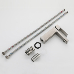 Robinet de lavabo moderne en laiton, mitigeur <span class=keywords><strong>carré</strong></span> en céramique <span class=keywords><strong>à</strong></span> poignée unique pour eau chaude/froide, idéal pour salle de bain, chambre et hôtel - Product Image 6