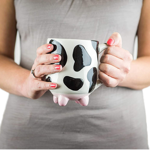 M <strong>Udderly</strong> Cow Non-Skid <strong>Silicone</strong> Feet Ceramic Milk Mug Classic Design Style Home Decor for Parties Holidays Comes in Boxes - Product Image 1