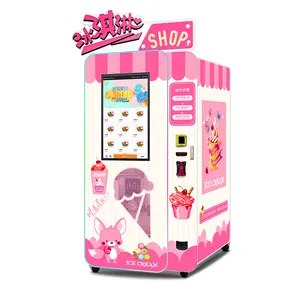 Máquina de venda de sorvete robô operada por moedas, 24 horas sem controle automático, máquina de venda de sorvete robô totalmente automática