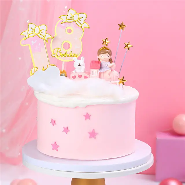 Hot Bán Dễ Thương Acrylic Số Cake Insert Toppers Cho Trẻ Em Trang Trí Chúc Mừng Sinh Nhật Cake Topper