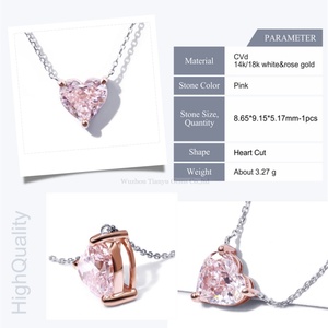 เครื่องประดับ Tianyu อัญมณีสีชมพูรูปหัวใจประดับเพชรพร้อมสร้อยคอจี้วัสดุทองคำขาว14K - Product Image 2