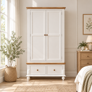 Colección LAS VEGAS, Diseño Contemporáneo, Mejor Precio, Armario de Madera con 2 Puertas y 2 Cajones, Madera Sólida - Product Image 1