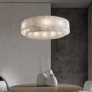 Lampada a Sospensione LED Circolare di Lusso <span class=keywords><strong>Lampadario</strong></span> in Pietra <span class=keywords><strong>Naturale</strong></span> Marmo Alabastro - Product Image 2