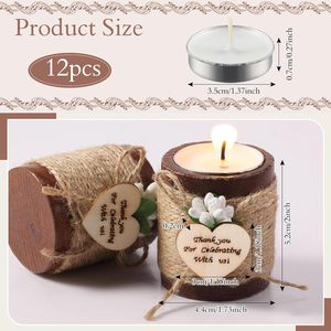 Подставка под индивидуальные деревянные свечи для чайного светового цилиндра для свадеб Детские душевые деревенские вечеринки - Product Image 2