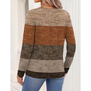 Womens <b>Long</b> Sleeve V Neck Sweater Knitted Casual Work <b>Top</b> Contrast Color Elastic Fit - Product Image 6