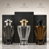 Flacon de parfum vide personnalisé en verre 30 ml, corps facetté, capuchon argenté, flacon atomiseur rechargeable avec boîte cadeau rose, vente en gros