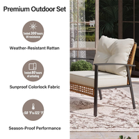 Fauteuils de patio en osier très demandés, chaises d'appoint de bistrot en rotin pour l'extérieur, ensemble de canapés individuels pour véranda et balcon