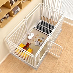Jaula Metálica Ajustable para Perros Pequeños, Rectangular, Blanca, con Cierre de Botón a Presión, Estilo Simple, para Interiores - Product Image 4