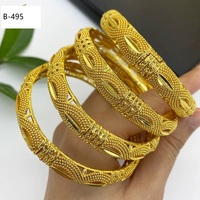 24K pengantin pernikahan berlapis emas untuk wanita Dubai Nigeria gaya Indonesia modis pasir emas gelang modis