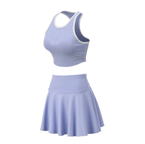 2024 Neuzugänge Damen Fitness-Workout Tennisanzug 2-teilig Sport Ausschnitt Oberteile BH Röcke Yoga-Set gepolstertes Golfkleid - Product Image 6