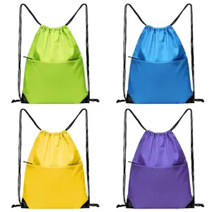 Vietnam Factory Multi Color Foldable Eco Friendly Polyester Shopping Bag Custom Logo Drawstring Bag