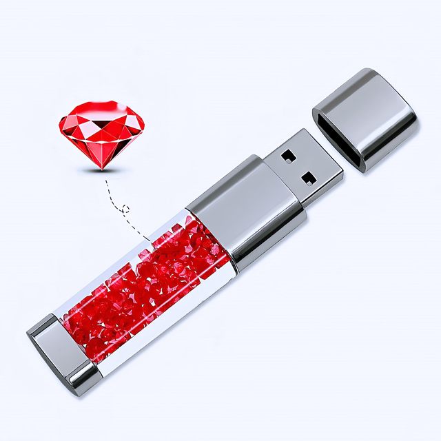 Elegant Premium Crystal Memory Stick Stylish USB Flash Drive with Jewels Inside Pendrive for Gifts & Promotions