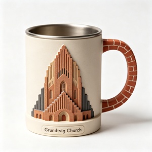 Taza de Resina al por Mayor con Diseño de Castillo, Taza Esculpida con Revestimiento de Acero Inoxidable, Recuerdo de Viaje de <span class=keywords><strong>Dinamarca</strong></span>, Taza de Poliresina - Product Image 6