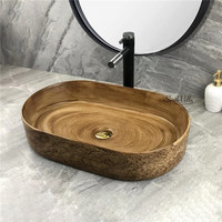 Lavabo de salle de bain ovale en céramique fait main, design unique, lavabo de luxe sur plan de travail
