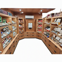 Vitrine de présentation de cigares de luxe, écologique et recyclable, avec revêtement en cèdre espagnol et éclairage LED ambre, pour boutiques de tabac haut de gamme et centres commerciaux