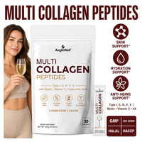 Aeglewell Multi Collageen Peptide Poeder 5 Soorten Champagne Smaak Alcoholvrij Huid Gewricht Haar Ondersteuning Vitamine C Hyaluronzuur