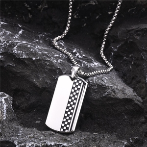 Collar de cadena <span class=keywords><strong>para</strong></span> hombre estilo hip hop, diseño sencillo y elegante, con colgante de marca de perro con patrón en blanco y negro, joyería de moda. - Product Image 1