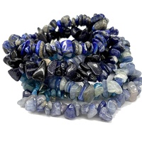 Bracelets en cristal bleu naturel de 19 cm, pierres de guérison, bracelets extensibles pour femmes et hommes