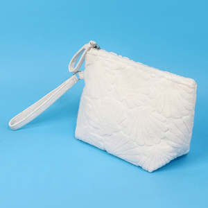 Sac de toilette en coton jacquard à <span class=keywords><strong>motif</strong></span> coquillage créatif pour femmes, sac de maquillage en <span class=keywords><strong>tissu</strong></span> éponge pour les voyages - Product Image 5