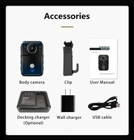 Caméra portable à porter sur le corps avec vision nocturne HD 2K/1440P, écran de 2,0 pouces, temps d'enregistrement long, caméra portable à porter sur le corps