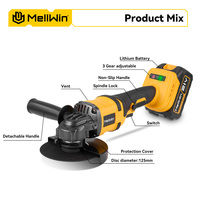 Yofidra 125mm meuleuse d'angle sans balais 4 vitesses rectifieuse sans fil coupe outil électrique pour le travail du bois pour batterie Makita 18V