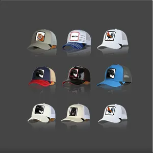 Großhandel beliebte hochwertige individuelle 3D-Stickerei Patch Gorras Logo 5 Panel Tiere Herren Trucker-Hüte