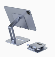 Support pliable et réglable en alliage d'aluminium compatible avec les téléphones portables, tablettes et iPad, pour une utilisation sur bureau ou en direct, vente en gros