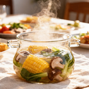 Casserole en verre moderne de 2,5 L avec couvercle, compatible avec les plaques de cuisson, en verre borosilicate <span class=keywords><strong>pour</strong></span> la cuisson des ragoûts et des pâtes, compatible avec les cuisinières à gaz, passe au lave-vaisselle et au four - Product Image 4