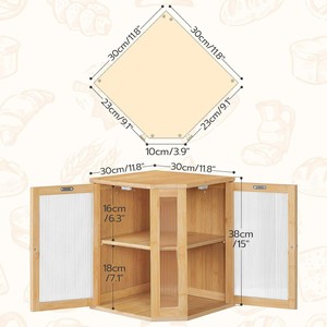 Boîte à pain en bambou à double compartiment avec portes en verre pour l'organisation du pain et des pâtisseries dans la cuisine - Product Image 2