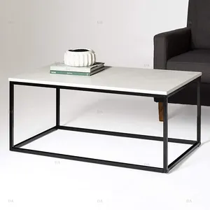 Nordic Assembled Center Tables Black Leg Furniture Modern Marble Coffee Table for Living Room
