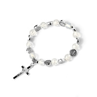 Bracelets et Joncs de Mode en Perles de Cristal de 8 mm, Ornement de Main, Bracelet Chapelet Catholique, Bracelet Chapelet Perlé avec Croix, Fourniture d'Usine