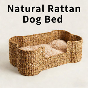 Handgemaakt modern bed van natuurlijk zeegras met stevig patroon, milieuvriendelijk, knus rustplaats voor katten en honden, krabbestendig. - Product Image 4