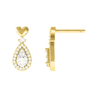 Orecchini a Perno a Forma di Cuore e Goccia per Donne, Piccoli Gioielli per Orecchie Scintillanti e alla Moda - Product Image 5