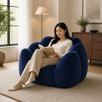 Fauteuil d'appoint en mousse irrégulière de haute qualité avec emballage compressé, en tissu court peluche bleu marine pour salon et coin lecture