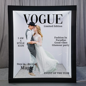 Boîte <span class=keywords><strong>photo</strong></span> de mariage METO en PVC, style magazine Vogue - Décoration d'événement glamour avec cadres personnalisés et montage facile - Product Image 6
