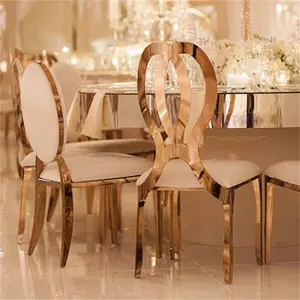 كرسي حفلات زفاف كبير بظهر رقيق معدني ذهبي فاخر مع وسائد مخصصة متعددة الألوان