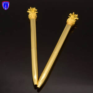 Stylos en métal doré ananas avec logo personnalisé pour personnalisation stylo publicitaire logo personnalisé - Product Image 1