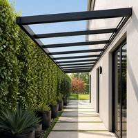 Pergola cantilever en aluminium avec toit transparent, fixation murale, pour terrasse, auvent extérieur, villa, imperméable, sur mesure