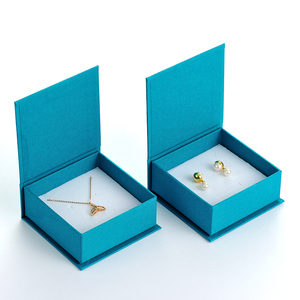 PackSecret New Arrival Custom Black Logo Magnetic Closure Square Jewelry <b>Box</b> Blue Paper <b>Book</b> Style Magnet <b>Box</b> With Foam Insert - Product Image 1