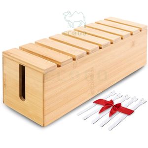 Caja de gestión de cables y organizador electrónico de cables Ocultar cables y tiras de alimentación Caja de Bambú - Product Image 1